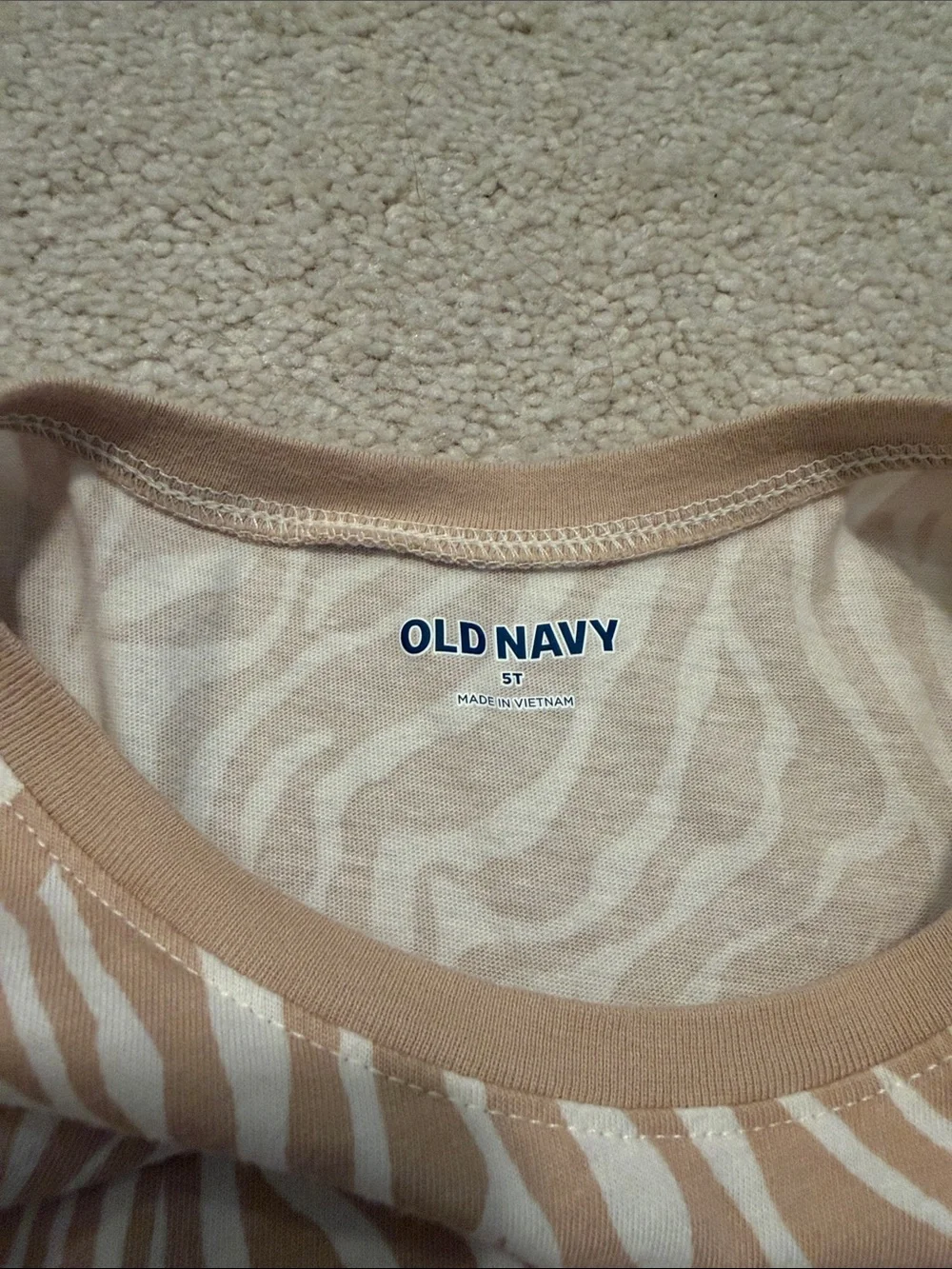 Old Navy Beige Zebra Print Dress with Multi-Color Stripe Tee